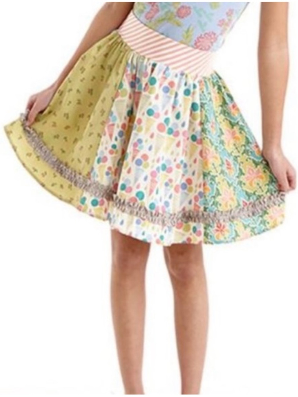 Matilda Jane Girls Multi-Color Patchwork Skirt (Pink, Green, Yellow, Blue)